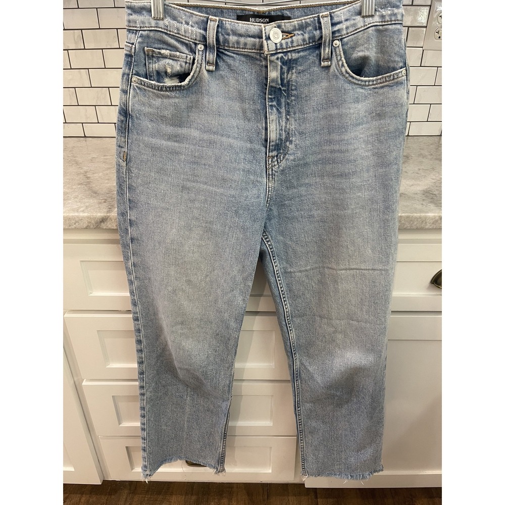 Hudson Remi Jeans Womens 28 Blue Straight Cropped High Rise Raw Hem Denim